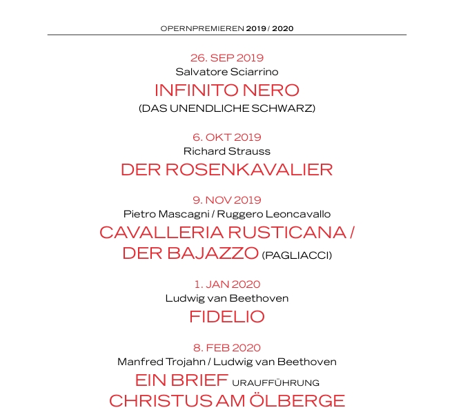Spielplan 2019/2020 der Bonner Oper